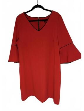 Lane Bryant Red Bell Sleeve Dress with Back Zipper sz 18